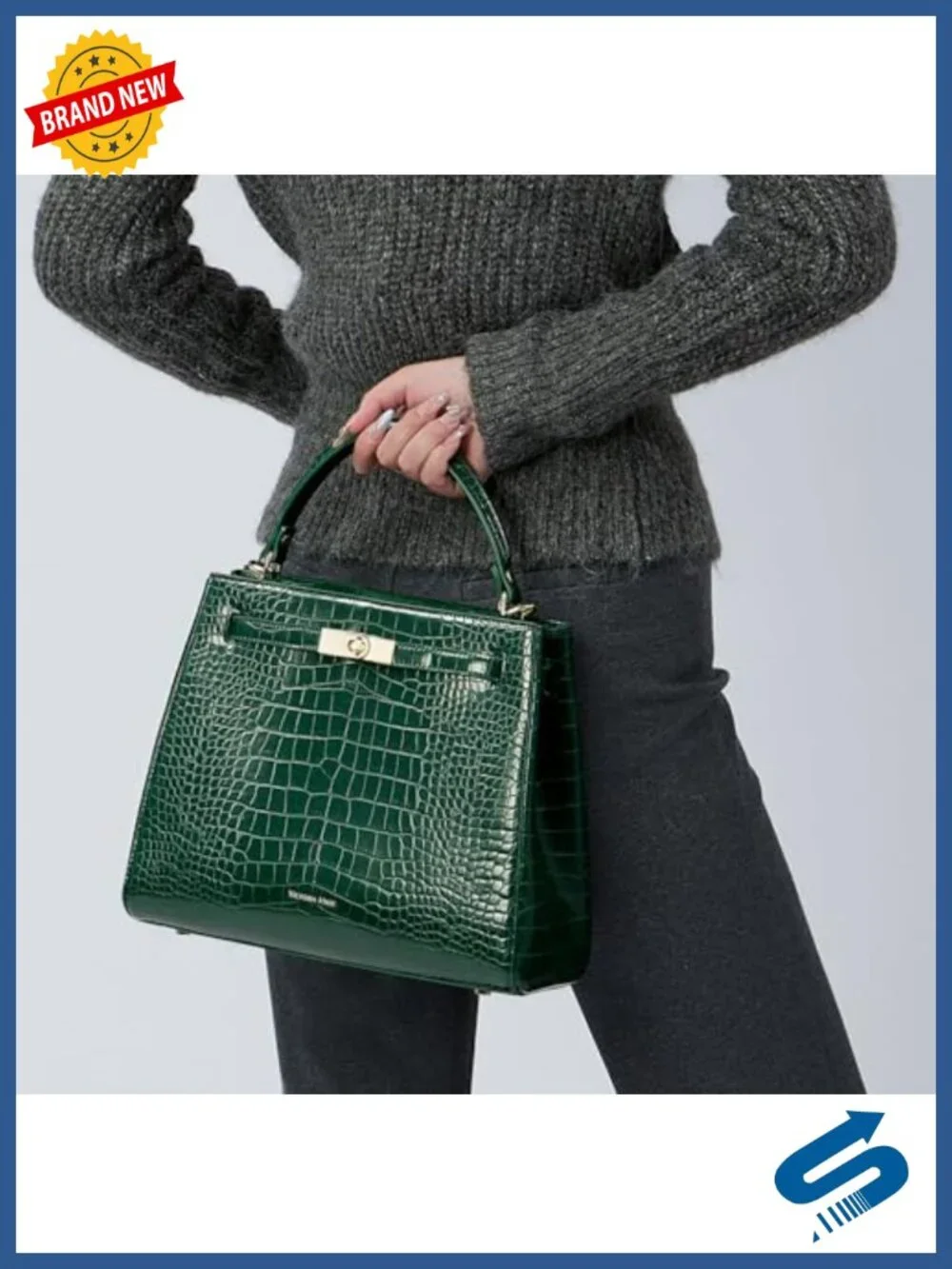 Faux Leather Satchel Handbag with Removable Crossbody Strap